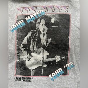 John Mayer Tour '22 Graphic crewneck sweatshirt - Gray with Blue & Pink Print